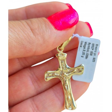 POZŁACANY KRZYŻYK DAMSKI MĘSKI Z KRUCYFIKSEM DO ŁAŃCUSZKA SREBRO