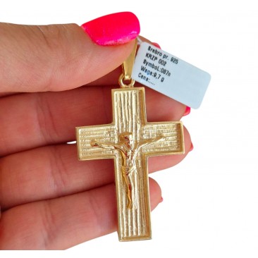 POZŁACANY KRZYŻYK DAMSKI MĘSKI Z KRUCYFIKSEM DO ŁAŃCUSZKA SREBRO