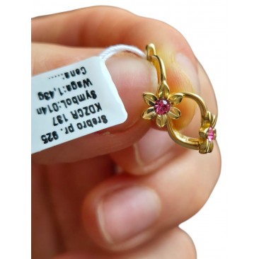 SREBRNE KOLCZYKI RODOWANE/POZŁACANA DLA DZIEWCZYNIKI ANGIELSKIE RÓŻOWE KWIATKI