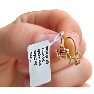 SREBRNE POZŁACANE KOLCZYKI DLA DZIEWCZYNKI WISZĄCE KWIATKI KWIATUSZKI 925