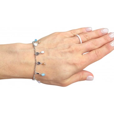 SREBRNA RODOWANA BRANSOLETKANA RĘKĘ DAMSKA Z KRYSZTAŁKAMI ZE SREBRA PR 925