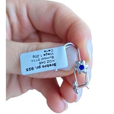 Srebrne rodowane kolczyki dla dziewczynki wiszące z cyrkonią 925