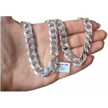 GRUBY SREBRNY ŁAŃCUCH MĘSKI 55 CM SREBRO PRÓBY 925 ŁAŃCUSZEK MĘSKI 12 MM