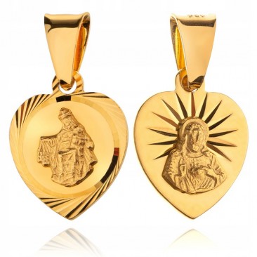 Srebrny pozłacany medalik Matka Boska Szkaplerzna złoty 925