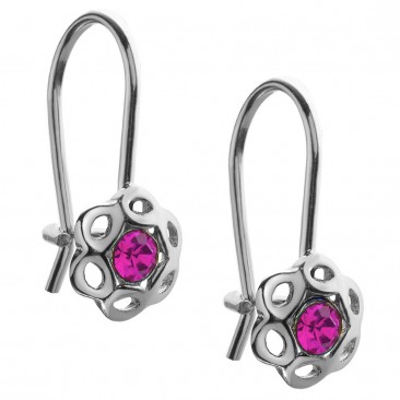 SREBRNE RODOWANE KOLCZYKI DZIECIĘCE WISZĄCE KWIATKI KWIATUSZKI 925