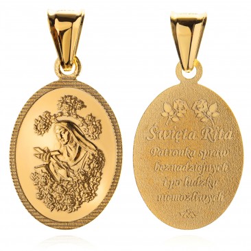 Srebrny pozłacany medalik do łańcuszka Święta Rita z Cascii 3,68 g 925