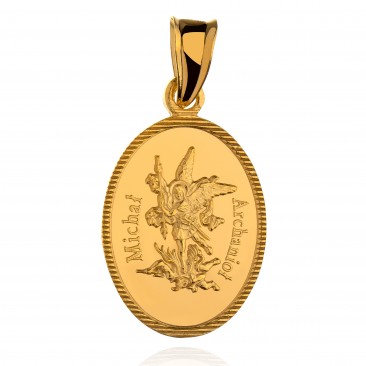 Srebrny pozłacany medalik Święty Michał Archanioł srebro próby 925